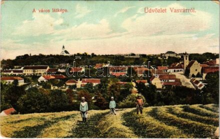 1917 Vasvár, látkép. Breiner Lipót kiadása (szakadás / tear)