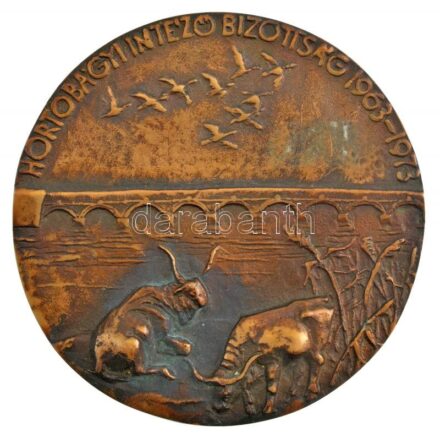 Tóth Sándor (1933-2019) 1973. 'Hortobágyi Intéző Bizottság 1963-1973' kétoldalas Br plakett (107,5mm) T:2 kis patina