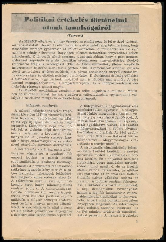 1989. szeptember MSZMP programnyilatkozata, tervezet - Image 2