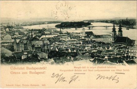 1898 (Vorläufer) Budapest, Margit híd és Margitsziget (Budáról felvéve) (EK)