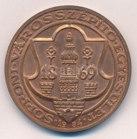 Bogár Lívia (1957-) 1984. '1869 - Soproni Városszépítő Egyesület' bronz emlékérem (50mm) T:1-