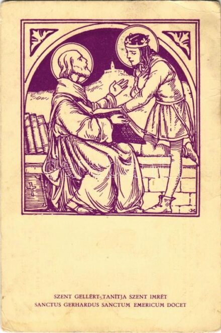 Szent Gellért tanítja Szent Imrét. Készüljetek a Szent Imre Év méltó megünneplésére! 1030-1930. Virág Ferenc püspök levele / Saint Gerard of Csanád instructs Saint Emeric s: Márton L. (EK)