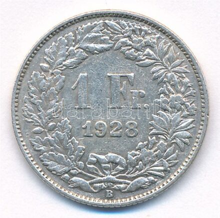 Svájc 1928B 1Fr Ag T:2 patina, kis karc Switzerland 1928B 1 Franc Ag C:XF patina, small scratch Krause KM#24