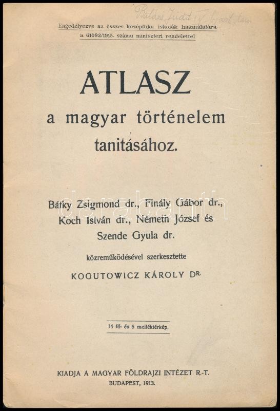 Kogutowitz Atlasz I. magyar történelem. MFI. cca 1915. Kissé szakadt papírborítóval - Image 2