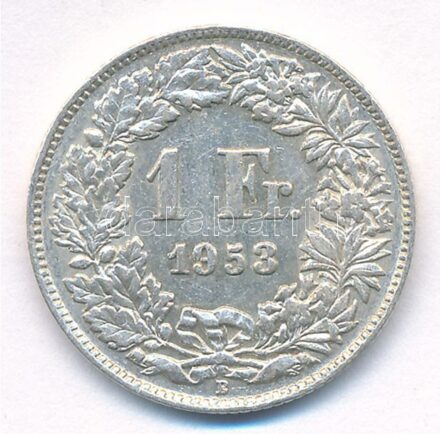Svájc 1953B 1Fr Ag T:2- patina, karc Switzerland 1953B 1 Franc Ag C:VF patina, scratched Krause KM#24