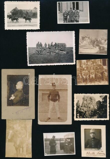 cca 1914-1940 Vegyes katonai fotó tétel, harctér, terep, katonai portré, stb., 3,5×3 és 8,5×13,5 cm közötti méretekben