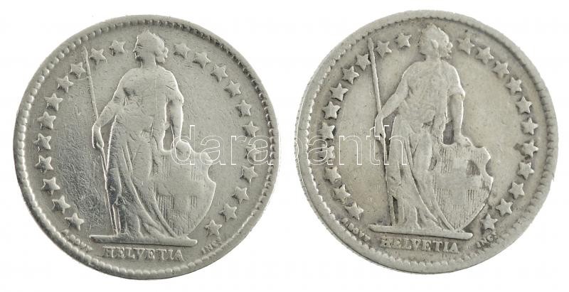 Svájc 1907B 1/2Fr Ag + 1920B 1/2Fr Ag T:3 patina, az egyiken kis ph Switzerland 1907B 1/2 Franc Ag + 1920B 1/2 Franc Ag C:F patina, small edge error on one of them Krause KM#23 - Image 2