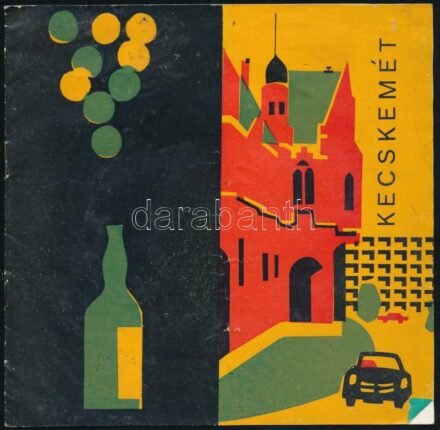 1963 Kecskemét prospektus. Bp., 1963, Bács-Kiskun m. Idegenforgalmi Hivatal,(KÖZDOK-ny.), gazdag képanyaggal illusztrált, a hátsó borító a felső sarkán hiánnyal, kissé foltos borítókkal, 8 p.