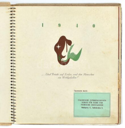 1940 M. kir. Külkereskedelmi Hivatal magyar termékek , turisztikai attrakciók és életképek színes reklám fotóit tartalmazó naptára. A fotókat készítette Balogh Rudolf, Belvárosi Fotóműhely. Konecsni György grafikáival. 52