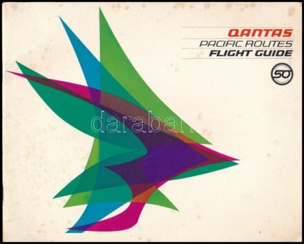 cca 1970 Qantas Pacific Routes Flight Guide, ausztrál légitársaság prospektusa, angol, spanyol, francia és japán nyelven, színes fotókkal, térképekkel, kissé foltos borítóval.