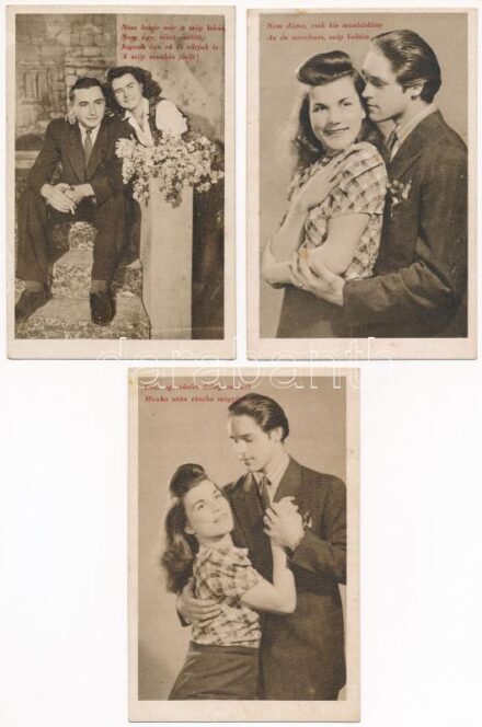 A Munka Dicsérete - 3 db régi magyar szocreál propaganda képeslap / 3 pre-1945 Hungarian Socialist propaganda postcards