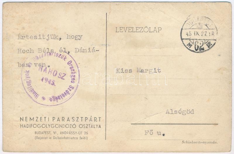 Új országot épít a Nemzeti Parasztpárt! Kiadja a Nemzeti Parasztpárt Hadifogolygondozó Osztálya / Hungarian National Peasant Party propaganda (gyűrődések / creases) - Image 2