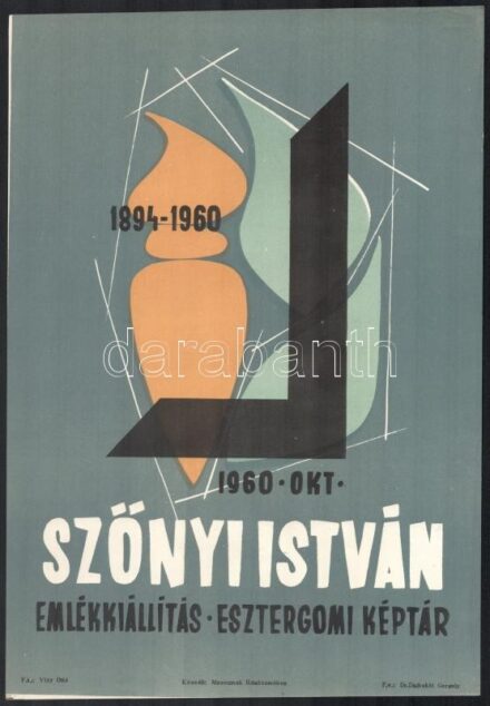 1960 Szőnyi István (1894-1960) emlékkiállítás, Esztergomi Képtár, plakát, papír, Múzeumok Rotaüzeme, 38,5x26,5 cm
