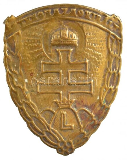 ~1930-1940. 'Isten-Haza-Király' Br Levente sapkajelvény zománcozás nélkül (42x34mm) T:2-