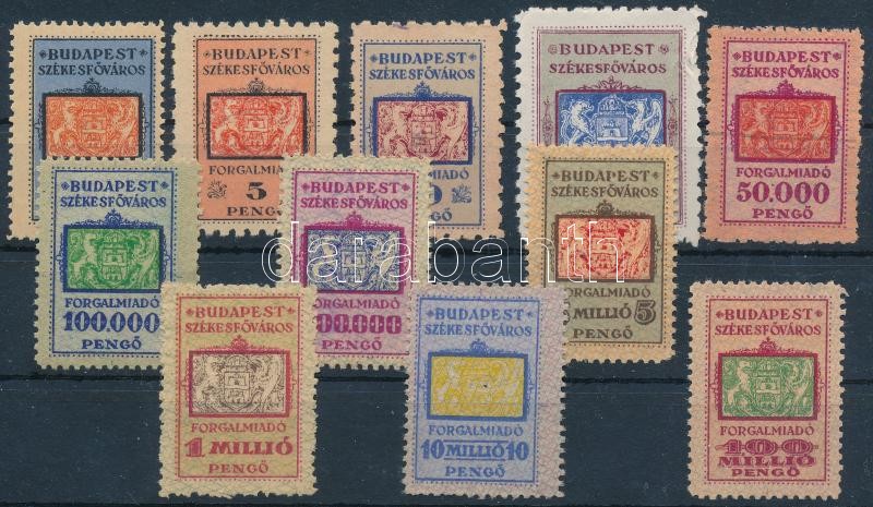 1924 Budapest székesfőváros forgalmiadó bélyeg sor 11 db KLF érték