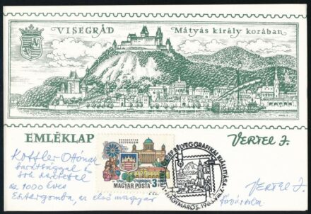 1983 Vertel József (1922-1993) invitálása és aláírása visegrádi emléklapon