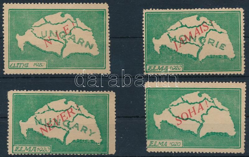 1920 ELMA irredenta levélzáró sor (4 db KLF), négy nyelvű