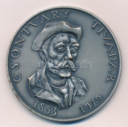 Kiss Nagy András (1930-1997) DN 'Csontváry Tivadar' ezüstpatinázott bronz emlékérem (60mm) T:1-,2
