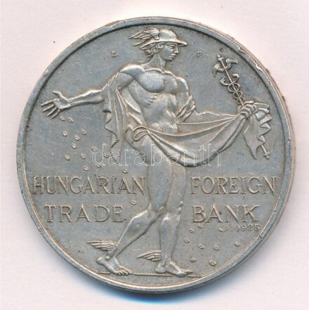 Lebó Ferenc (1960-) 1990. 'Magyar Külkereskedelmi Bank 1950-1990 / Hungarian Trade Foreign Bank' jelzett Ag emlékérem (35,96g/0.925/42,5mm) T:3 ph., ü., karc