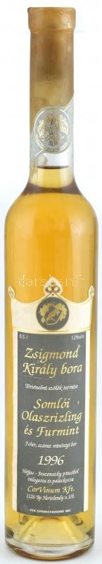 1996 Zsigmond király bora Somlói Olaszrizling & Furmint 1996, Héjjas - Jeszenszky pincéből válogatta CorVinum Kft., bontatlan palack száraz fehérbor, szakszerűen tárolt, 12%, 0.5 l.
