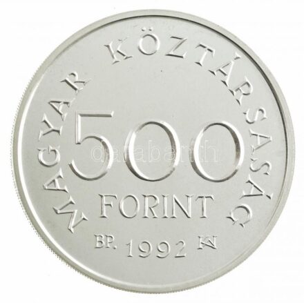 1992. 500Ft Ag 'Károly Róbert' kapszulában, díszdobozban, tanúsítvánnyal T:BU ujjlenyomat Adamo EM123