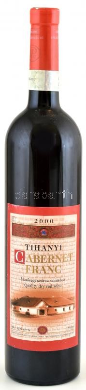 2000 Tihanyi Cabernet Franc, Badacsonyi Pincegazdaság, bontatlan palack száraz vörösbor, szakszerűen tárolt, 12%, 0,75 l.