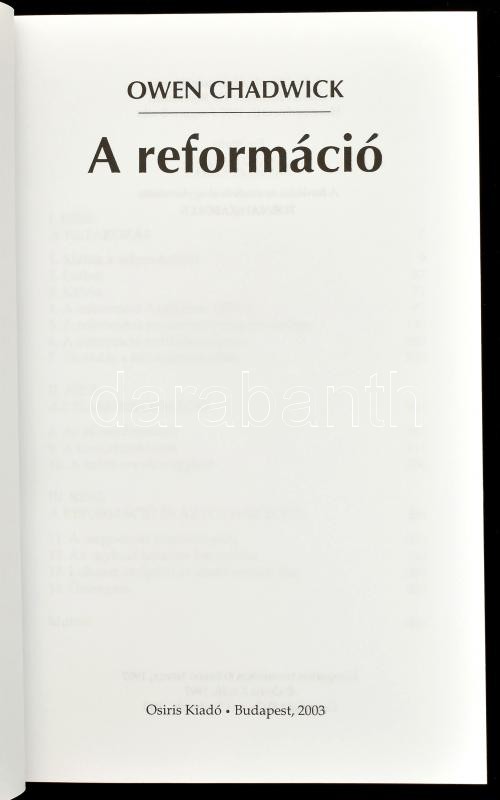 Owen Chadwick: A reformáció. Bp., 2003, Osiris. Kiadói papírkötésben. - Image 2