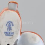 Herendi koi ponty, hal, kézzel festett, jelzett, apró lepattanás, kopás, m:8 cm - Image 2