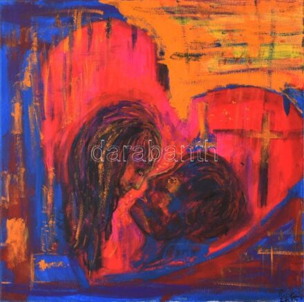 Pupler Ágnes (1974-): Szerelmesek. Akril, vászon. Jelzett. 50x50 cm