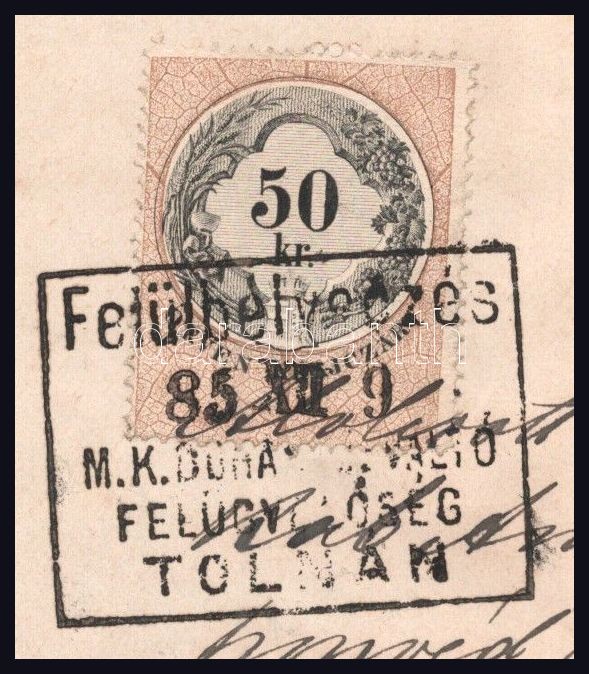 1885 Tiszaroff, bizonyítvány 50 kr okmánybélyeggel és címeres viaszpecséttel - Image 2