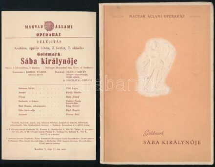 Goldmark Károly: Sába királynője ismertető füzet, Magyar Állam Operaház, 14p + szórólap az operáról