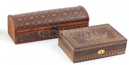 2 db fadoboz, kopott, h:22,5-33cm