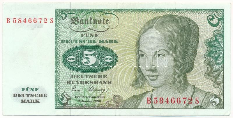 Német Szövetségi Köztársaság 1980. 5M T:III Federal Republic Germany 1980. 5 Mark C:F Krause#30