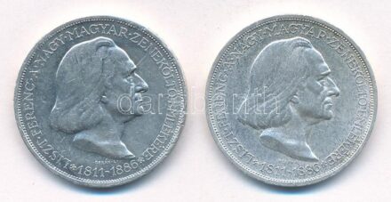 1936. 2P Ag 'Liszt Ferenc' (2x) T:1-,2 karc, kis patina Adamo P7