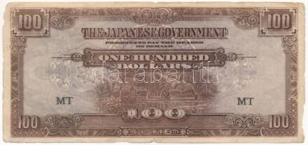 Malaya / Japán megszállás 1944. 100$ T:III- Malaya / Japanese occupation 1944. 100 Dollars C:VG Krause M8