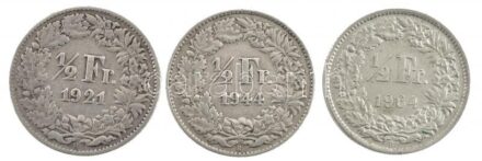 Svájc 1921-1964. 1/2Fr Ag (3xklf) T:2-3 Switzerland 1921-1964. 1/2 Franc Ag (3xdiff) C:XF-F Krause KM#23
