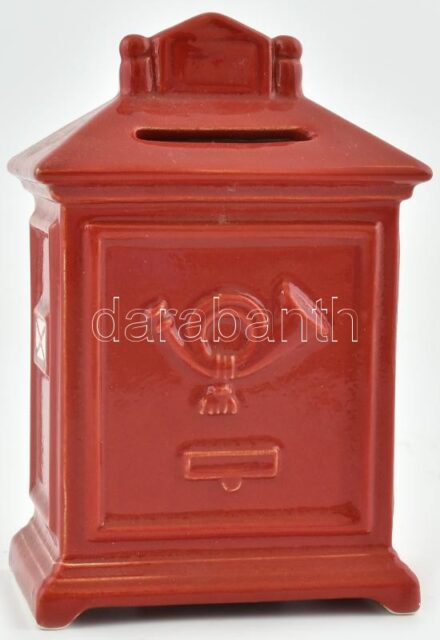 Postaláda formájú kerámia persely, jelzés nélkül, kopott, m:15cm
