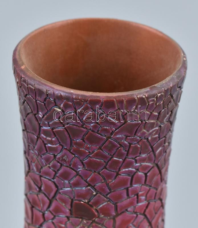 Zsolnay ökörvér mázas, repesztett mázas porcelán váza, jelzett, apró sérülésekkel, m: 26,5 cm - Image 2