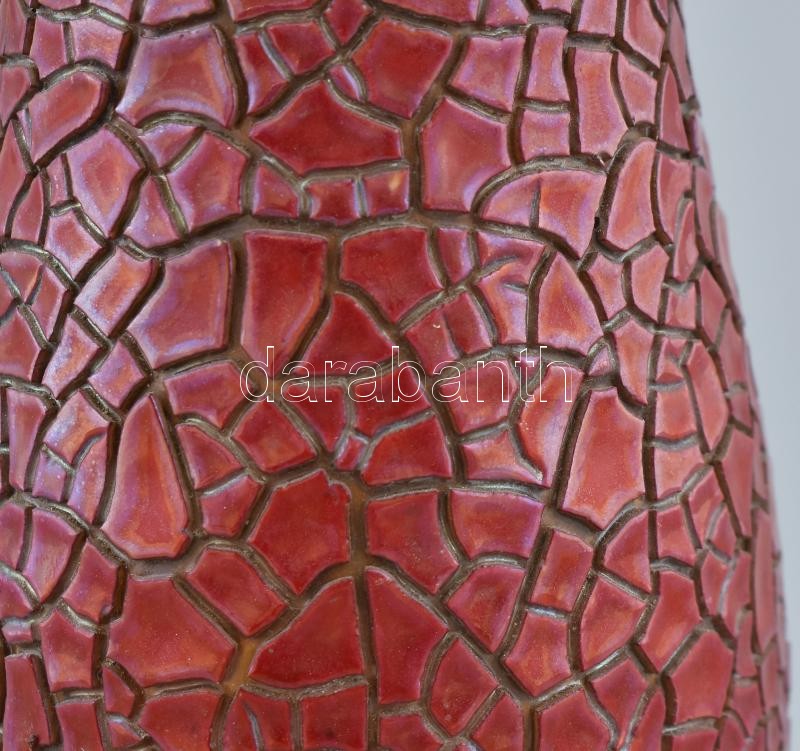 Zsolnay ökörvér mázas, repesztett mázas porcelán váza, jelzett, apró sérülésekkel, m: 26,5 cm - Image 3