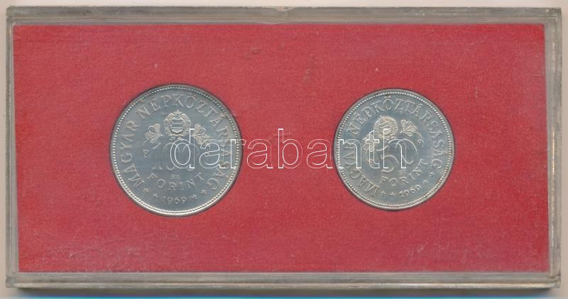 1968. 50Ft Ag + 100Ft Ag 'Tanácsköztársaság' eredeti piros 'MNB' plasztik tokban T:1 KIS patina Adamo EM34, EM35 - Image 2