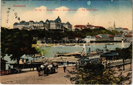 1913 Budapest I. Királyi vár, villamos a pesti rakparton