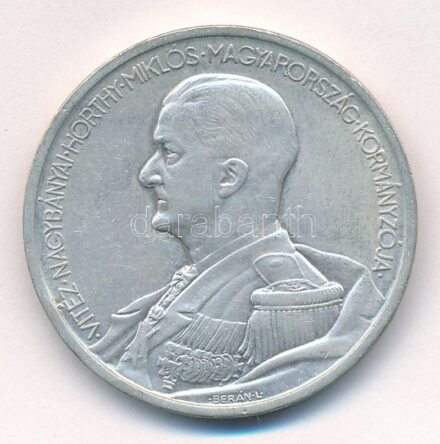 1939. 5P Ag 'Horthy balra' T:1-,2 kis patina Adamo P8.1