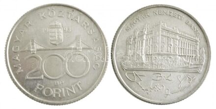 1993. 200Ft Ag 'MNB' (2x) T:2 Adamo F13