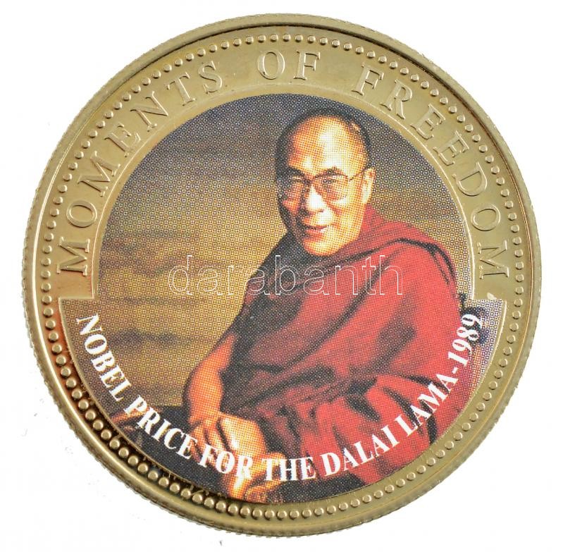 Libéria 2001. 10$ 'Szabadság pillanatai - A Dalai Láma Nobel-díja 1989' multicolor T:PP fo. Liberia 2001. 10 Dollars 'Moments of Freedom - Nobel Price for the Dalai Lama 1989' multicolor C:PP spotted