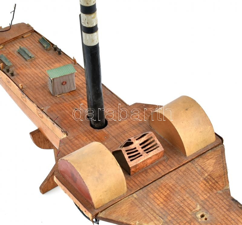 Dunai gőzhajó makett, Franz I. (első rendszeresen közlekedő dunai hajó), fa, sérült, h:43cm - Image 2