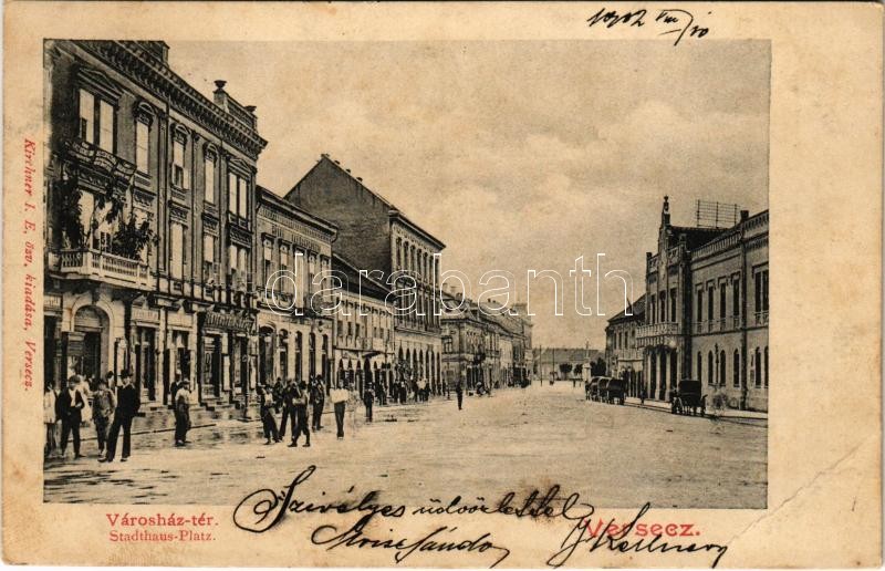 1902 Versec, Vrsac; Városház tér, üzletek / square, shops (EB)