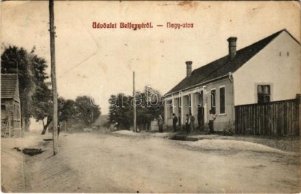 1911 Bélfenyér, Belfir; Nagy utca / street + 'POSTAI ÜGYN.' (EK)
