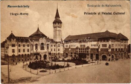 Marosvásárhely, Targu Mures; Tanácsház és Kultúrpalota. Vasúti levelezőlapárusítás 270. / Primaria si Palatul Cultural / town hall, palace of culture (EB)