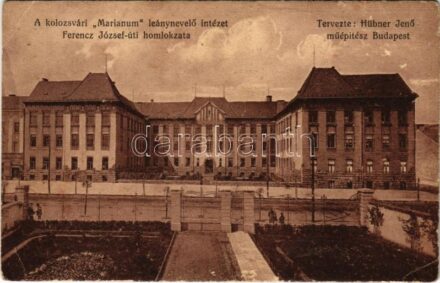 1912 Kolozsvár, Cluj; 'Marianum' leánynevelő intézet Ferenc József úti homlokzata. Tervezte Hübner Jenő műépítész. Erdélyi cs. és kir. udvari fényképész műterméből / girls' boarding school (EB)
