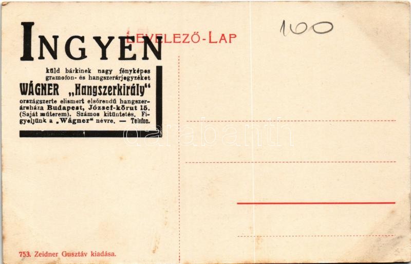 Piski, Simeria; látkép, vasúti indóház, vasútállomás. Zeidner Gusztáv kiadása. Hátoldalon Wágner 'Hangszerkirály' reklámja / general view with railway station, advertisement on the backside (EK) - Image 2